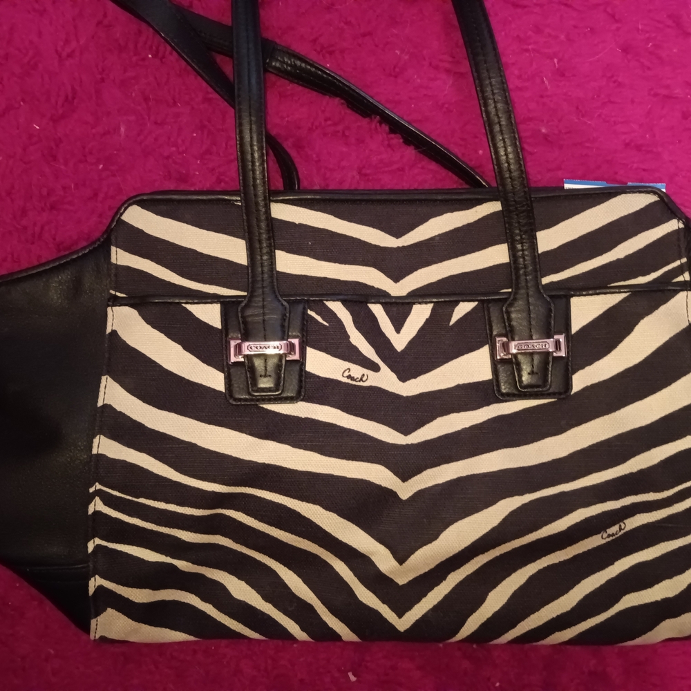 Coach Black and White Zebra Shoulder Bag